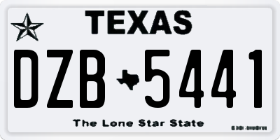 TX license plate DZB5441