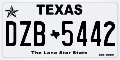 TX license plate DZB5442