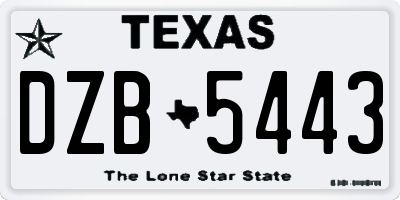 TX license plate DZB5443