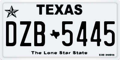 TX license plate DZB5445