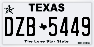 TX license plate DZB5449
