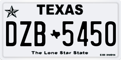 TX license plate DZB5450