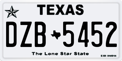 TX license plate DZB5452