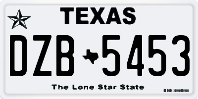 TX license plate DZB5453