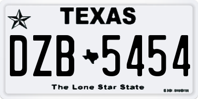 TX license plate DZB5454