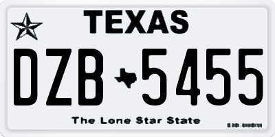 TX license plate DZB5455