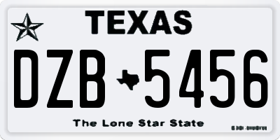 TX license plate DZB5456