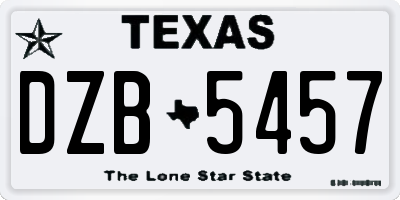 TX license plate DZB5457
