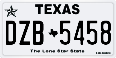 TX license plate DZB5458