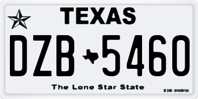 TX license plate DZB5460