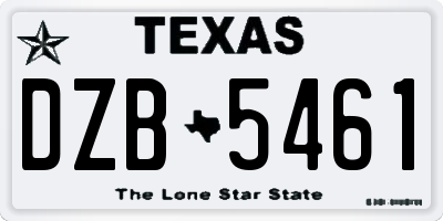 TX license plate DZB5461