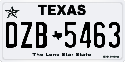 TX license plate DZB5463