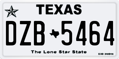 TX license plate DZB5464