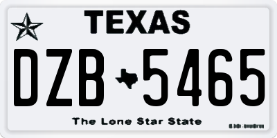 TX license plate DZB5465