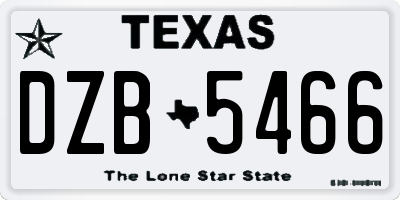 TX license plate DZB5466