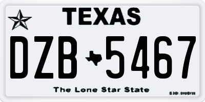 TX license plate DZB5467