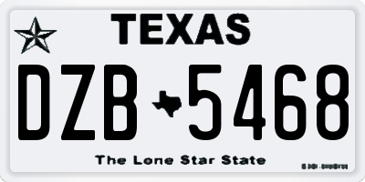 TX license plate DZB5468