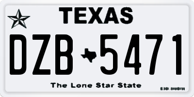 TX license plate DZB5471