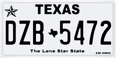 TX license plate DZB5472