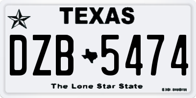 TX license plate DZB5474
