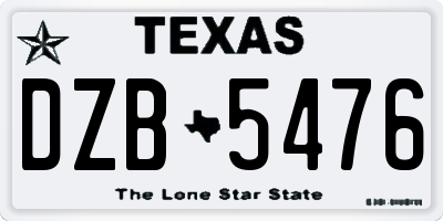 TX license plate DZB5476