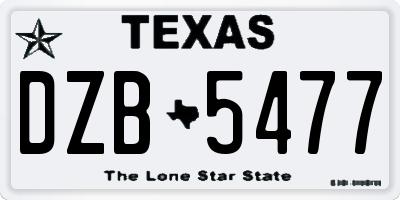 TX license plate DZB5477