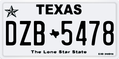 TX license plate DZB5478