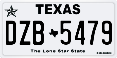 TX license plate DZB5479