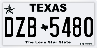 TX license plate DZB5480