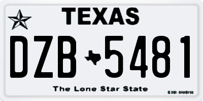 TX license plate DZB5481