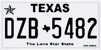 TX license plate DZB5482