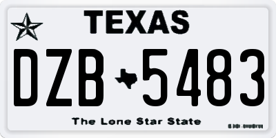 TX license plate DZB5483