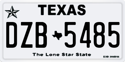 TX license plate DZB5485