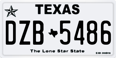 TX license plate DZB5486