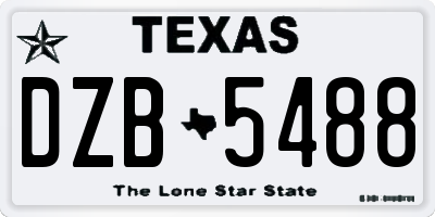 TX license plate DZB5488