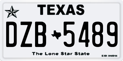 TX license plate DZB5489