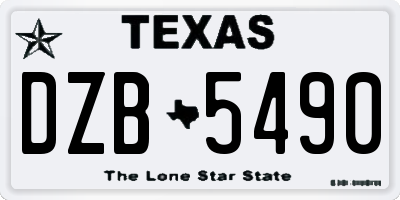 TX license plate DZB5490