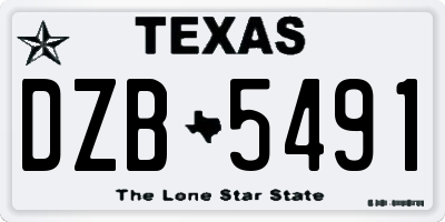 TX license plate DZB5491