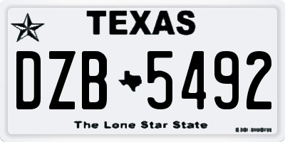 TX license plate DZB5492