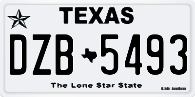TX license plate DZB5493
