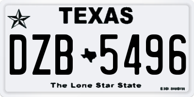 TX license plate DZB5496