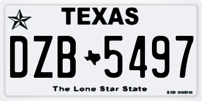 TX license plate DZB5497