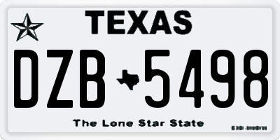 TX license plate DZB5498