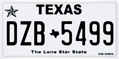 TX license plate DZB5499
