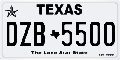 TX license plate DZB5500