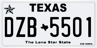 TX license plate DZB5501