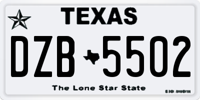 TX license plate DZB5502