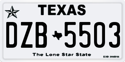 TX license plate DZB5503