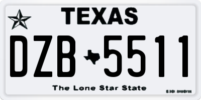 TX license plate DZB5511