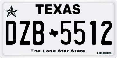 TX license plate DZB5512